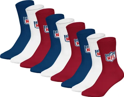 Produktbild von NFL Uni Socken, 9er Pack - NFL Shield 9Pack Crew Socks, Logo, Baumwollmischung Dunkelblau/Weiß/Rot 43-46