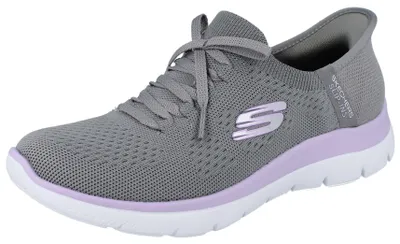 Produktbild von SKECHERS Slip-Ins Damen Schlupfsneaker grau lila Textil vegan - Größe: 41