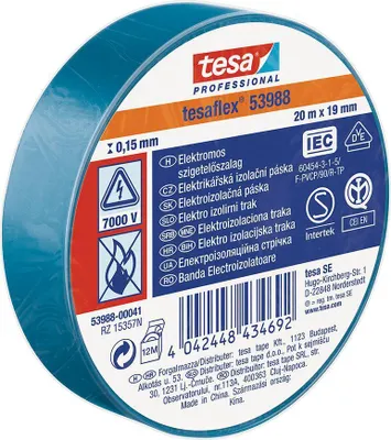 Image de Ruban isolant "Professional 53988", bleu, 19 mm x 20 m, TESA