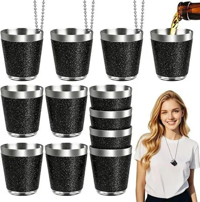 Productafbeelding van Borrelglas 30 ml - 12 stuks - Inclusief hangkettingen - Perfect voor huwelijksfeesten