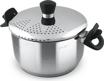 Image de LAMART LT1206 Casserole, acier inoxydable de qualité supérieure, couvercle avec mécanisme de tamisage, acier inoxydable, capacité : 5,8 L, Ø 24 cm ; hauteur 13,5 cm