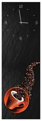 Produktbild von Wanduhr aus Glas 20x60cm Uhr als Glasbild Kaffee Bohnen Design Deko