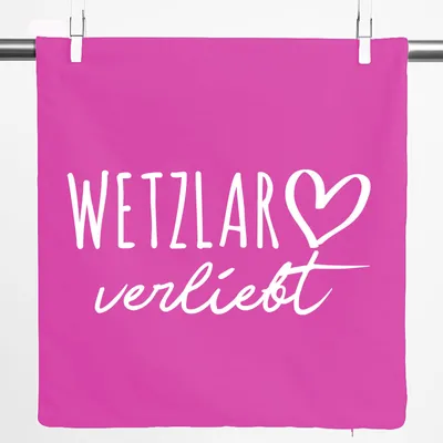 Produktbild von Huuraa Kissenbezug Wetzlar verliebt 40x40cm Fuchsia Baumwolle Dekokissenbezug Geschenkidee