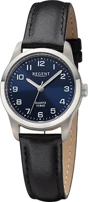 Produktbild von Regent Leder Damen Uhr Armbanduhr Quarz schwarz Lederarmband D2URF1322