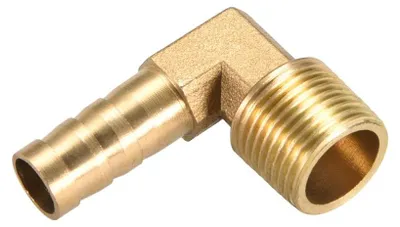 Messing Winkel 90° 10 mm Barb x 3/8 PT Stecker