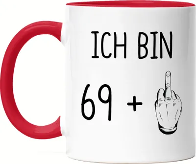 Produktbild von 70. Geburtstag Tasse Rot Mittelfinger Humorvolle Geschenkidee Runder Geburtstag 70 Jahre Alt Originell