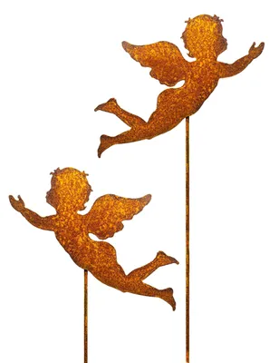 Image de Omgoods - Lot de 2 figurines d'anges en métal pour jardin