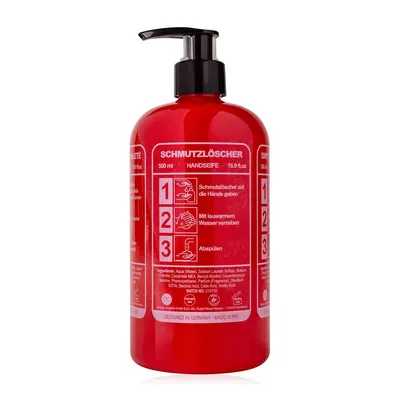 Zdjęcie produktu dla Mydło do rąk SCHMUTZLÖSCHER w dozowniku z pompką o wyglądzie gaśnicy, 500 ml, zapach: piżmo