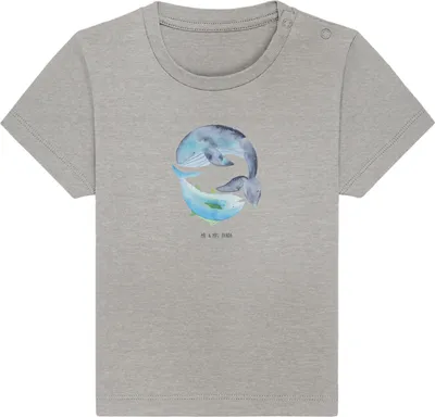 Produktbild von Mr. & Mrs. Panda Babyshirt Walfisch Thunfisch 6. - 12. Monat - Heather Grey - Geschenk, Lustige Sprüche, Kinder Oberteil, Spruch Des Tages, Witz, Baby Shirt, Lustig, Wal