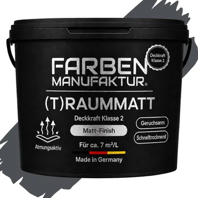 Produktbild von Farben Manufaktur (T)raummatt Innenwandfarbe Elegantes Grau matt 2 L