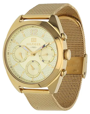 Produktbild von Tommy Hilfiger Damenuhr Chronograph Goldfarben Edelstahl Milanaise-Band  TH 1781488 UHR AIR