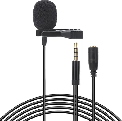 Obrázok produktu pre 1,5 m dvojitý lavalier mikrofón s 3,5 mm konektorom pre počítače, fotoaparáty, telefóny