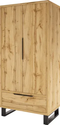 Produktbild von Masseno Drehtürenschrank HALENZA 99 cm Kleiderschrank Schlafzimmer Schrank 2-türig Eiche Wotan