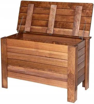 Produktbild von STOLMAK Gartenbox aus Holz 166 l 80x52x40 cm Braun Massivholz Kiefer Auflagenbox Kissenbox Holztruhe Aufbewahrungsbox Gartenmöbel