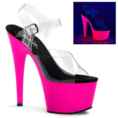 Produktbild von PLEASER ADORE-708UV Neon Plateau-Sandalette mit klarem Oberteil