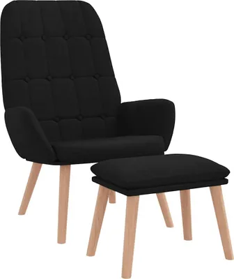 Immagine prodotto di vidaXL Poltrona relax con sgabello in tessuto nero