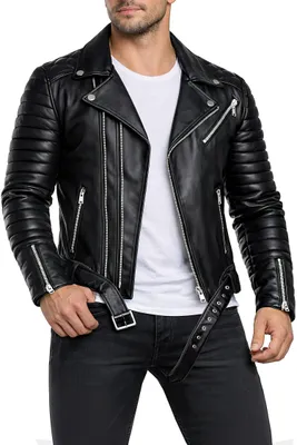 Produktbild von Reichstadt Herren Slim Fit Kunstleder Jacke Silver Zipper RS001X PolyurethanBlack M