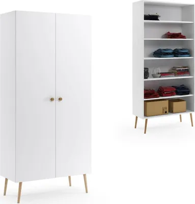 Produktbild von Drehtürenschrank Bolea 2D 87 cm mit Regal -  weiß