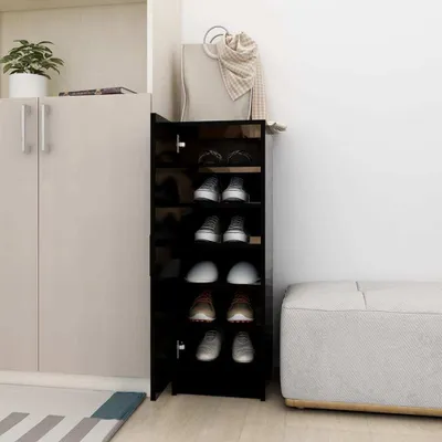 Produktbild von "2026 Promotion" Schuhschrank, moderner Schuhkommode, Schwarz 32x35x92 cm Holzwerkstoff - Schuhregale CC27340