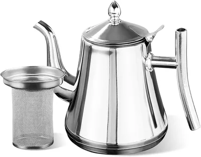 Imagen del producto de Tetera de acero inoxidable con infusor extraíble, de 1 litro, apta para cocinas de inducción