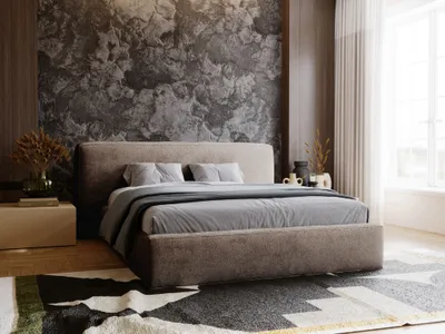 Obrázok produktu pre Čalúnená posteľ 180x200 cm Monza - štýlová manželská posteľ s lamelovým roštom a zásuvkou - hnedá (Symphony 6)
