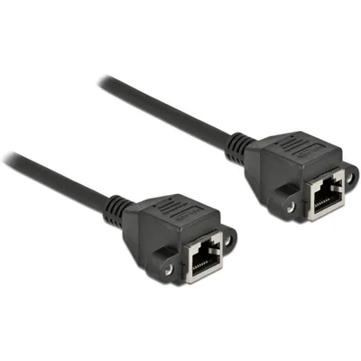 Produktbild von DeLOCK Netzwerk Verlängerungskabel S/FTP RJ45 Buchse zu RJ45 Buchse Cat.6A 2 m schwarz, 2 m, Cat6a, S/FTP (S-STP), RJ-45, RJ-45, Schwarz