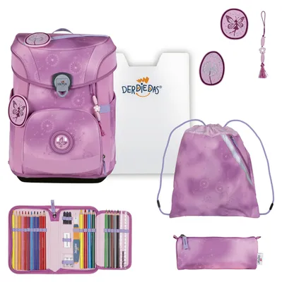Productafbeelding van DerDieDas schooltas ErgoFlex Easy Superflash Set 6-delig Make a Wish roze