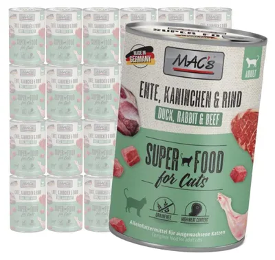 Zdjęcie produktu dla MAC's Cat 24x400g Mokra Karma Dla Kota Kaczka Królik Wołowina