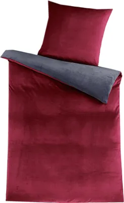 Produktbild von Cashmere Touch Wendebettwäsche 135x200 cm 2 tlg. mit Reißverschluss in Anthrazit Bordeaux