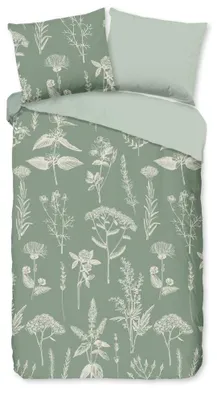 Produktbild von Good Morning Bettwäsche "Herbs" - Grün - (140x220 cm) - 100 % Baumwolle