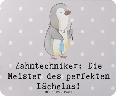 Produktbild von Mr. & Mrs. Panda Mouse Pad Zahntechniker Lächeln - Grau Pastell - Geschenk, Geschenke mit Herz, Feinmechanik, Mauspad, mousematte, Basteln, Maschinenbau, Berufsleben, für