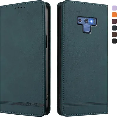Produktbild von Hülle für Samsung Galaxy Note 9, Retro Kunstleder Ständer Klapphülle mit Kartenfächer und Magnetische Grün