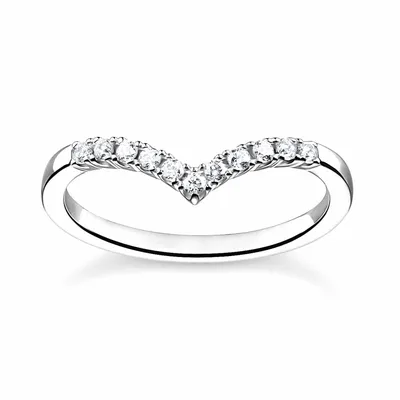 Produktbild von Thomas Sabo TR2394-051-14 Damenring V-Form mit Weißen Steinen, 56/17,8