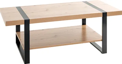 Produktbild von HAKU Couchtisch Eiche hell, schwarz - Metall, Spanplatte, B/H/T: 120x45x60 cm