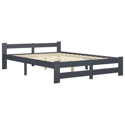 Image de vidaXL Lit en bois massif pin gris foncé 140x200 cm