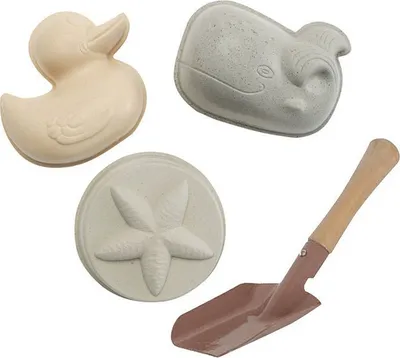 Produktbild von Hevea Sandförmchen-Set mit Schaufel im Tragenetz
