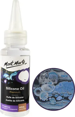 Produktbild von Mont Marte PREMIUM Silikon-Öl, Acrylfarben Malmittel, in 60 ml Dropbottle, Vermischbar & auf Pouring-Medium abgestimmt, besondere Effekte