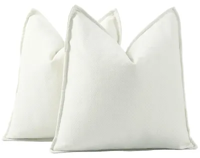Produktbild von Set mit 2 Chenille-Kissenbezügen, weiß, 55 x 55 cm
