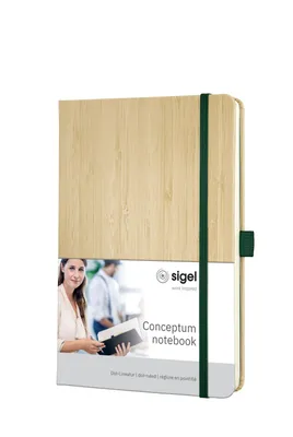 Productafbeelding van SIGEL CO670 notitieboek Conceptum Nature Edition - ongeveer A5 formaat, geruit, hardcover van licht bamboe