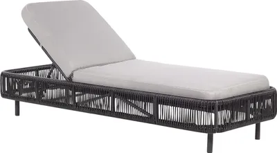 Obrázek produktu pro BELIANI Zahradní lehátko tmavě šedá barva umělý ratan béžový polštář hliník polyester nastavitelné opěradlo