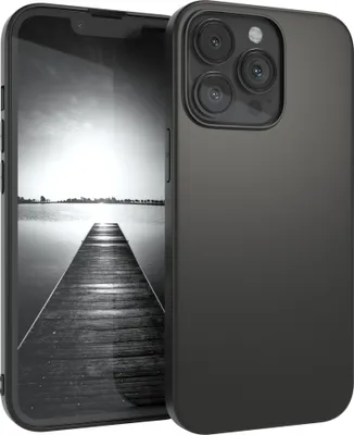 Produktbild von EAZY CASE Handyhülle Silikon für Apple iPhone 13 Pro Solid Black hoher Rand für Bildschirm & Kamera, Flexibles Silikon, extra dünn und leicht