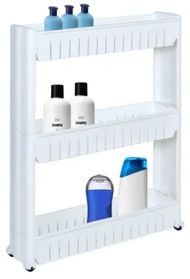 Immagine prodotto di Scaffale mobile per bagno, bianco, con 3 ripiani