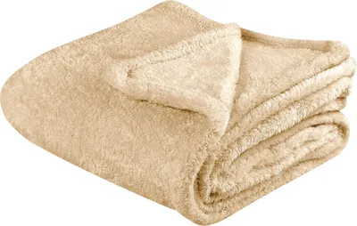 Produktbild von BELIANI Kuscheldecke Sandbeige Polyester 125 x 150 cm Modern Schlafzimmer Wohnzimmer Accessoire Deko Überwurf Wohndecke