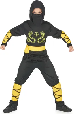 Produktbild von Ninja-Kostüm Gelb für Jungen M 7-9 Jahre (120-130 cm)