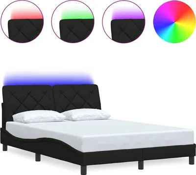 Produktbild von vidaXL Bettgestell mit LED ohne Matratze Schwarz 120x200 cm Stoff
