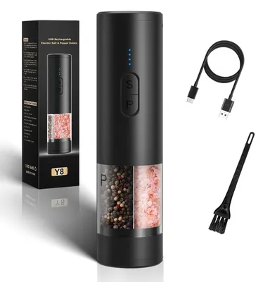 Elektrische Salz- & Pfeffermühle 2-in-1, USB, LED, Keramik
