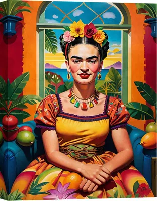 Zdjęcie produktu dla Nowoczesna ilustracja - Wydruki na płótnie - Matt Spencer - Uśmiechnięta Frida - 120 x 90 cm