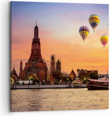 Produktbild von Bild auf Leinwand - Leinwandbild - Tempel Asien - 70x70cm - Wand Bild - Wanddeko - Wandbilder - Leinwanddruck - Bilder - Kunstdruck - Wanddekoration - Leinwand bilder - Wandkunst - AC70x70-3437