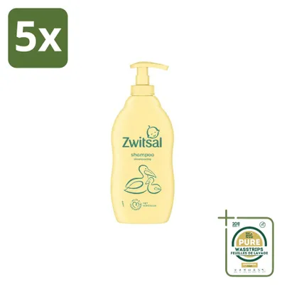 Image de 5 x Shampooing doux pour bébé Zwitsal, nourrissant - 400 ml - Pack économique - 5 pièces