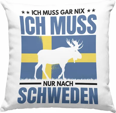 Produktbild von Trendation - Schweden Geschenk Ich Muss Gar Nix Ich Muss Nur Nach Schweden Deko-Kissen mit Füllung 40x40 Geschenkidee Abschiedsgeschenk (Grau)